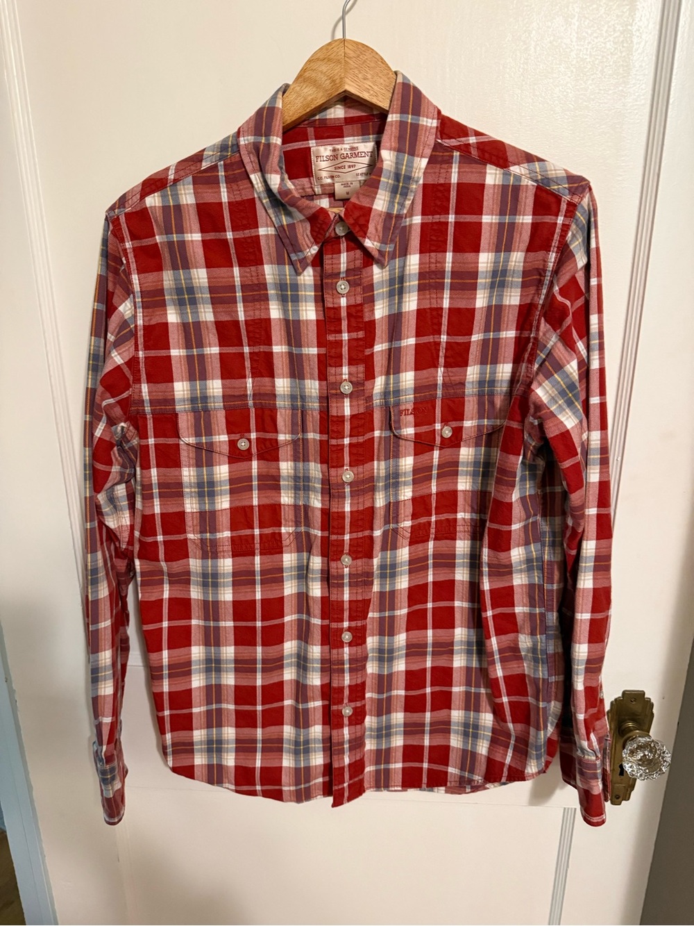 Filson Red Plaid Cotton Button-Down Shirt